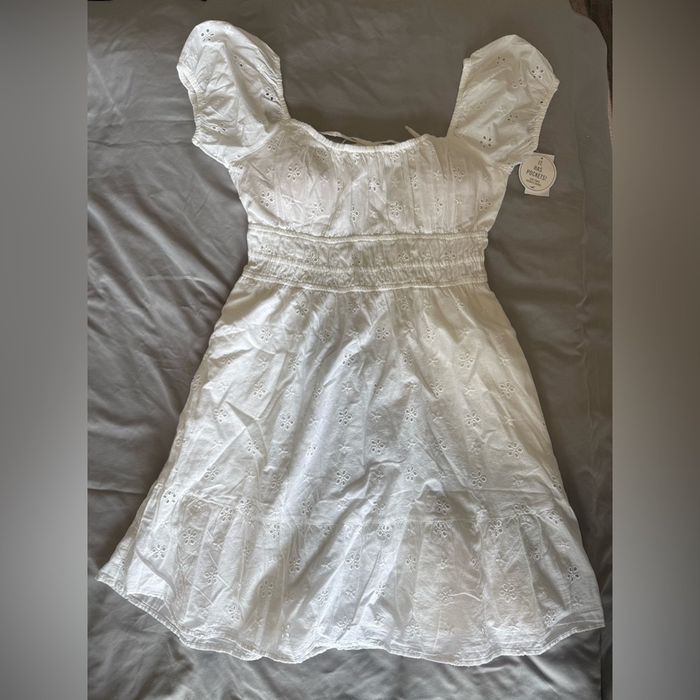 Hollister White Eyelet Dress with Pockets